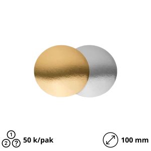 Podstavek okrogli za torto kartonasti d=100 mm zlato/srebro [50 kos/pak]