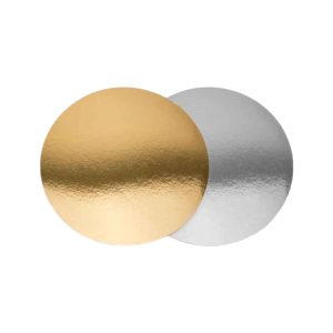 Podstavek okrogli za torto kartonasti d=220 mm zlato/srebro [50 kos/pak]