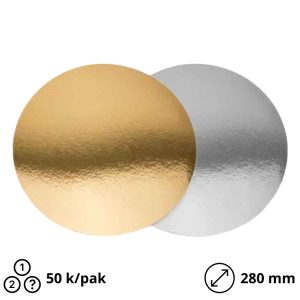 Podstavek okrogli za torto kartonasti d=280 mm zlato/srebro [50 kos/pak]