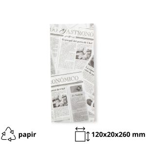 Vrečka za hot dog 120x20x260 mm bela časopis 1000 kos