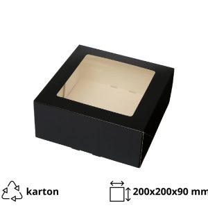 Škatla za torte z oknom 200x200x90 crna [10 kos/pak]