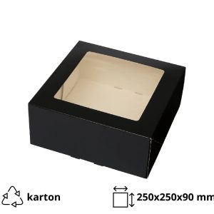 Škatla za torte z oknom 250x250x90 mm crna [10 kos/pak]