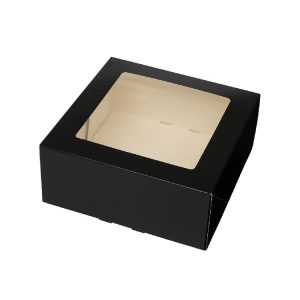 Škatla za torte z oknom 250x250x90 mm crna [10 kos/pak]