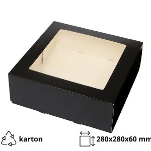 Škatla za torte z oknom 280x280x60 mm crna [10 kos/pak]