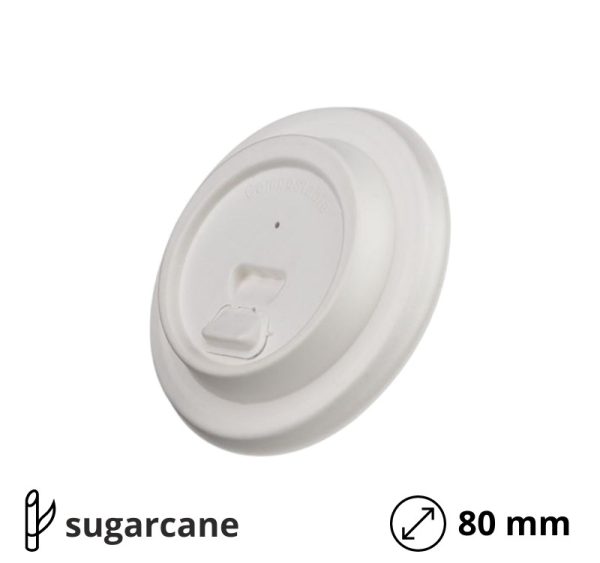Pokrov z zaklopom sugarcane d=80 mm, bela 50 kos