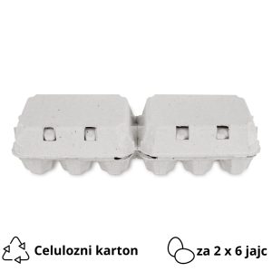 Embalaža za 2×6 jajc celulozni karton, siva [50 kos/pak]
