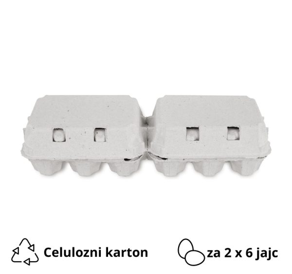 Embalaža za 2×6 jajc celulozni karton, siva [50 kos/pak]