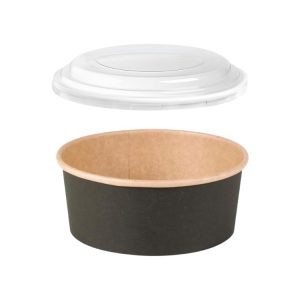 Papirnata posoda s PP pokrovom 750 ml d=150 mm črna/kraft 45 kos (komplet)