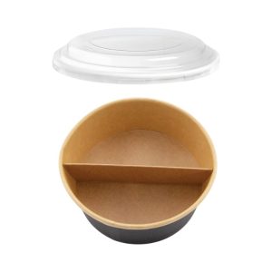 Papirnata posoda s pokrovom in separatorjem 750 ml d=150 mm črna/kraft 45 kos (komplet)