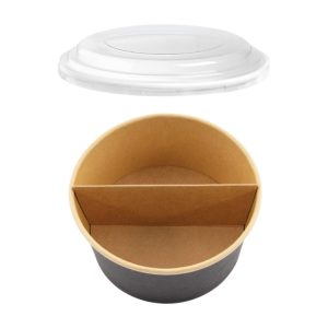 Papirnata posoda s pokrovom in separatorjem 1000 ml d=150 mm črna/kraft 45 kos (komplet)
