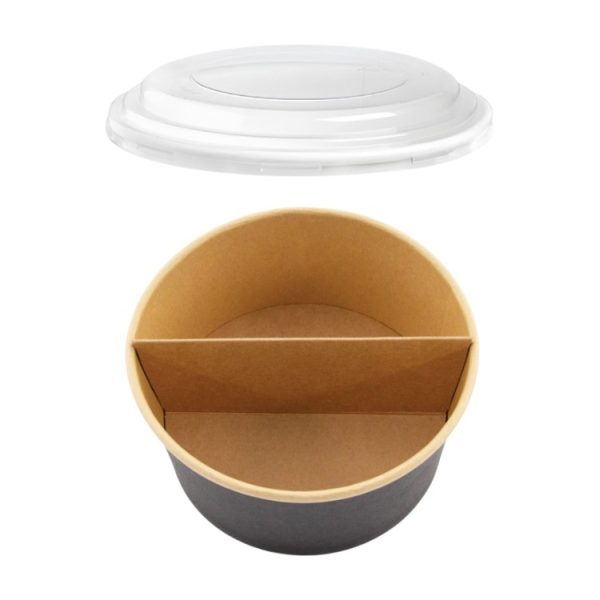 Papirnata posoda s pokrovom in separatorjem 1000 ml d=150 mm črna/kraft 45 kos (komplet)