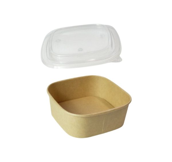 Papirnata posoda s PP pokrovom 500 ml 130х130х50 mm, kraft, 50 kos (komplet)