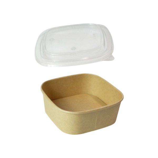 Papirnata posoda s PP pokrovom 500 ml 130х130х50 mm, kraft, 50 kos (komplet)