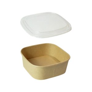Papirnata posoda s PET pokrovom 500 ml 130х130х50 mm, kraft, 50 kos (komplet)