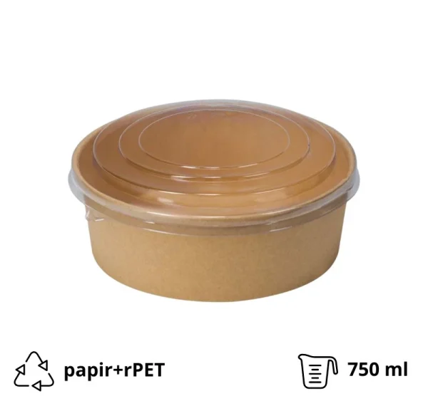 Papirnata posoda 750 ml s pokrovom PET 50 kos
