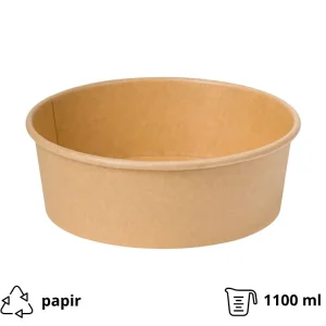 Papirnata posoda 1300 ml d=185 mm kraft, brez pokrova 50 kos