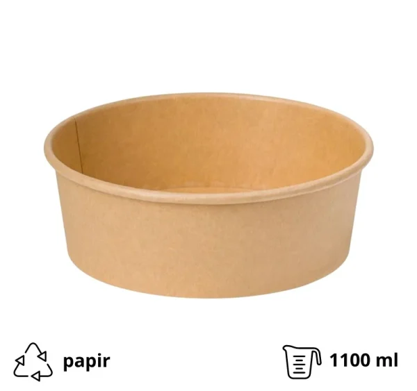 Papirnata posoda 1300 ml d=185 mm kraft, brez pokrova 50 kos