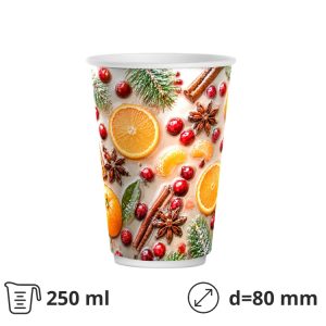 Papirnati kozarci 250 (280) ml d=80 mm 2-slojni Winter Spice SUP, 50 kos