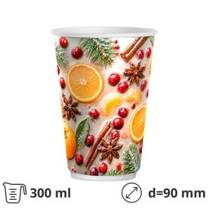 Papirnati kozarci 300 (380) ml d=90 mm 2-slojni Winter Spice SUP 25 kos