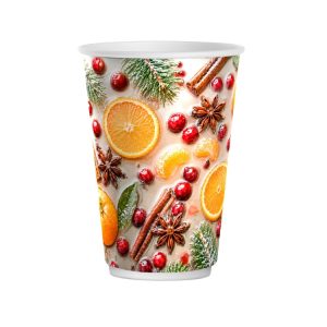 Papirnati kozarci 300 (380) ml d=90 mm 2-slojni Winter Spice SUP 25 kos
