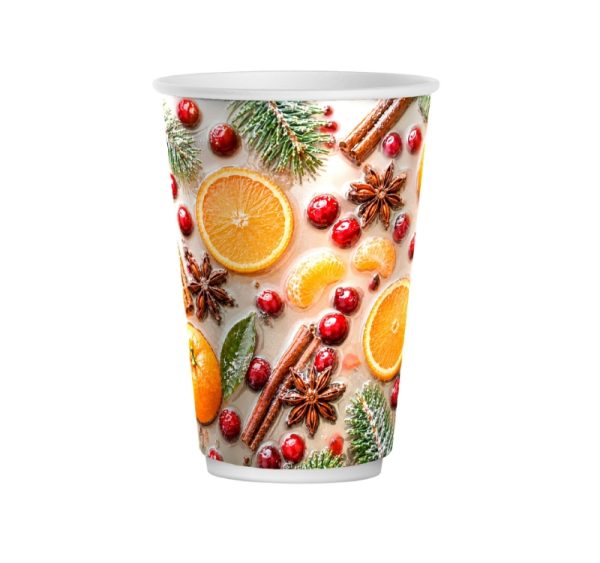 Papirnati kozarci 300 (380) ml d=90 mm 2-slojni Winter Spice SUP 25 kos
