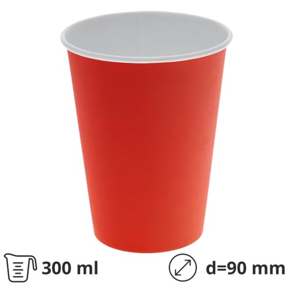 Papirnati kozarci 300 (380) ml d=90 mm 1-slojni rdeča SUP, 50 kos
