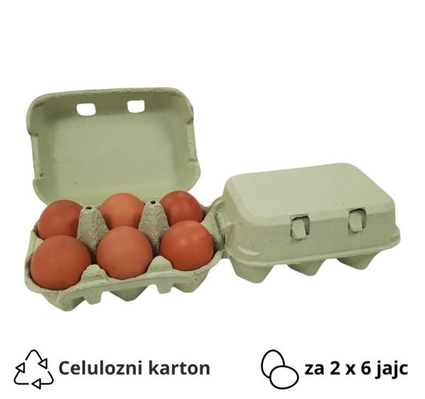 Embalaža za 2×6 jajc celulozni karton, zelen [50 kos/pak]